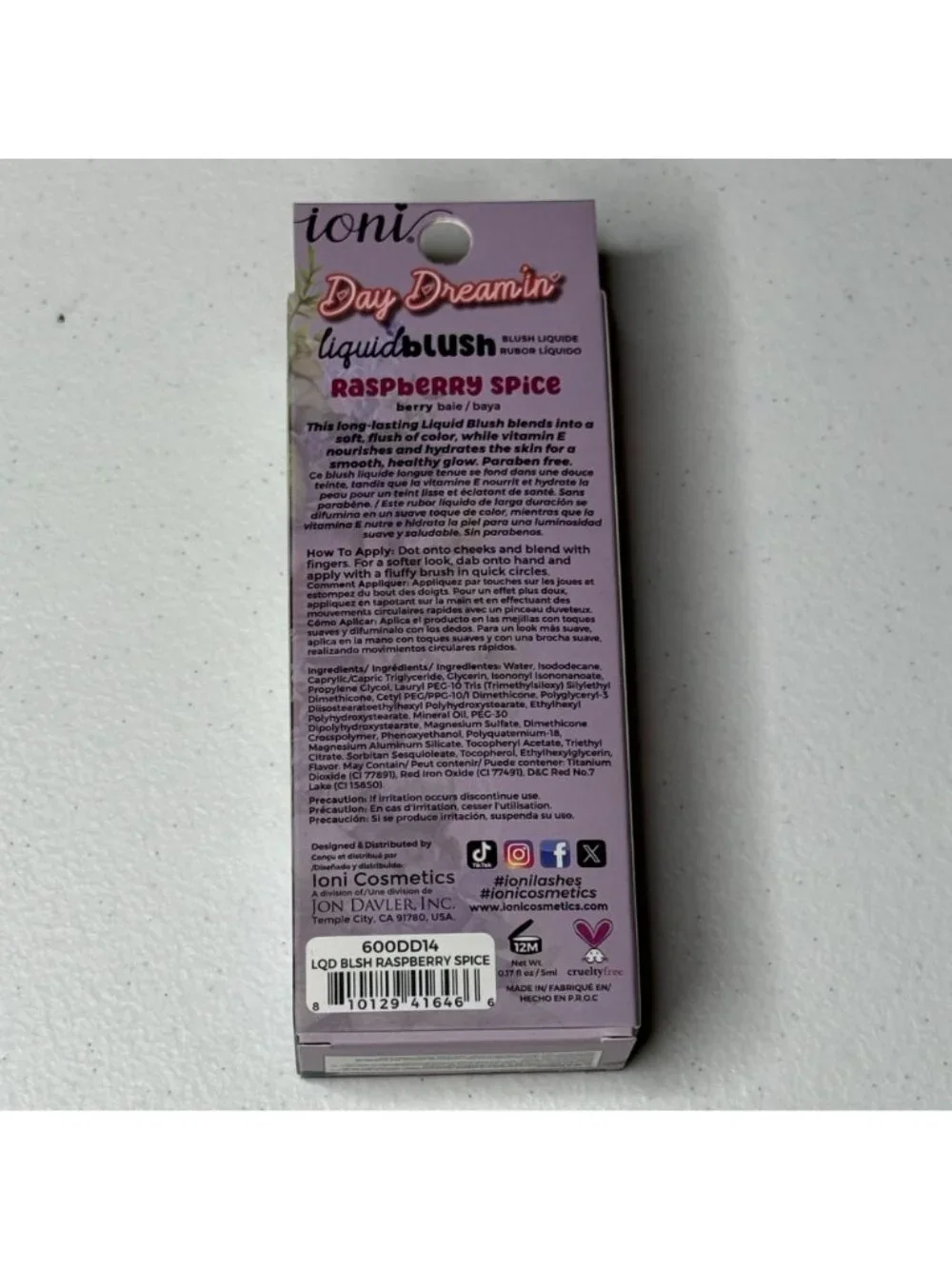 ioni Liquid Blush Raspberry Spice Berry Vitamin E Vegan Makeup New